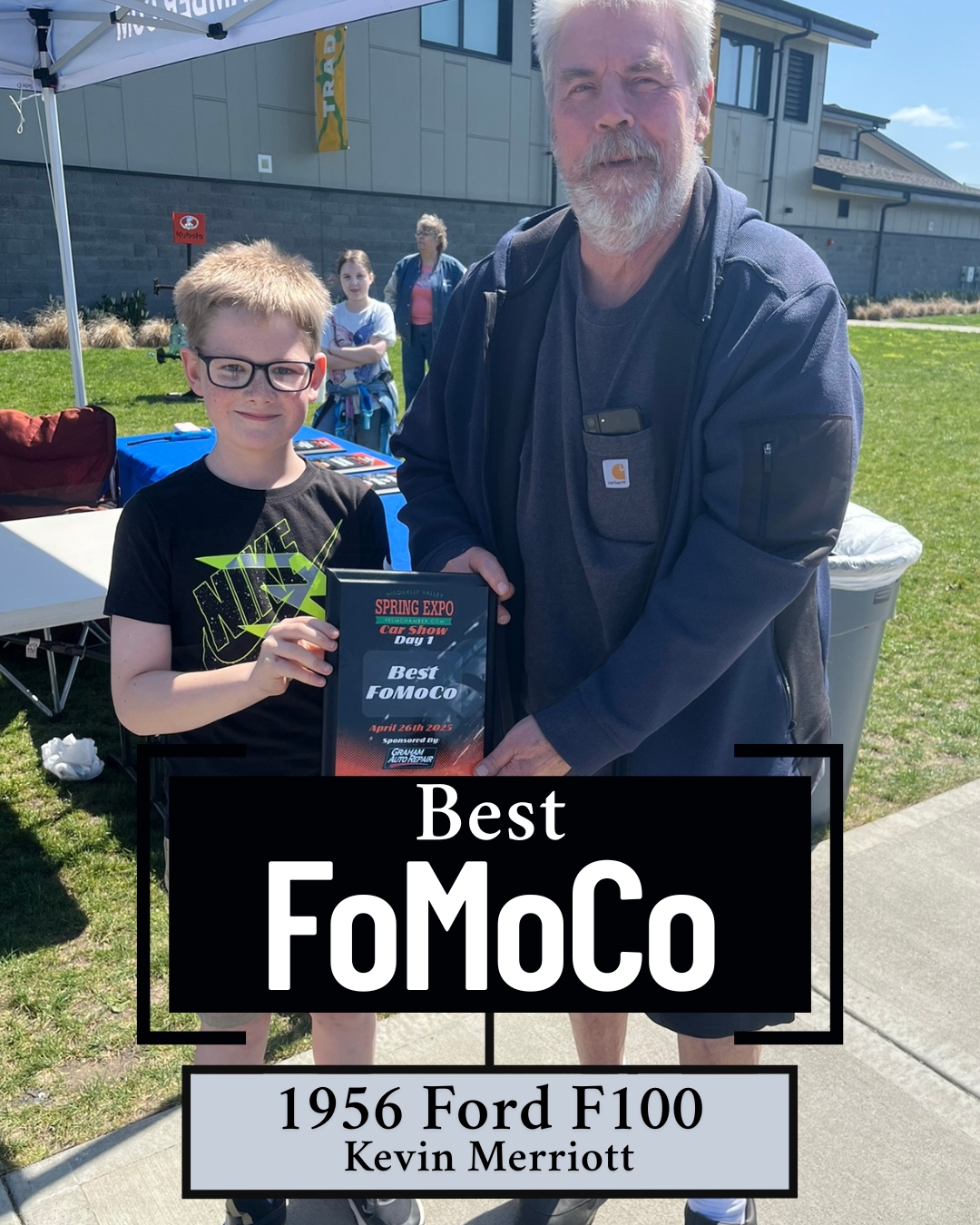 Best FoMoCo winner: Kevin Merriott with 1956 Ford F100 and car show award